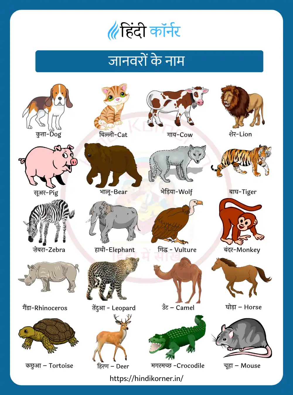 Animal Names in Hindi And English